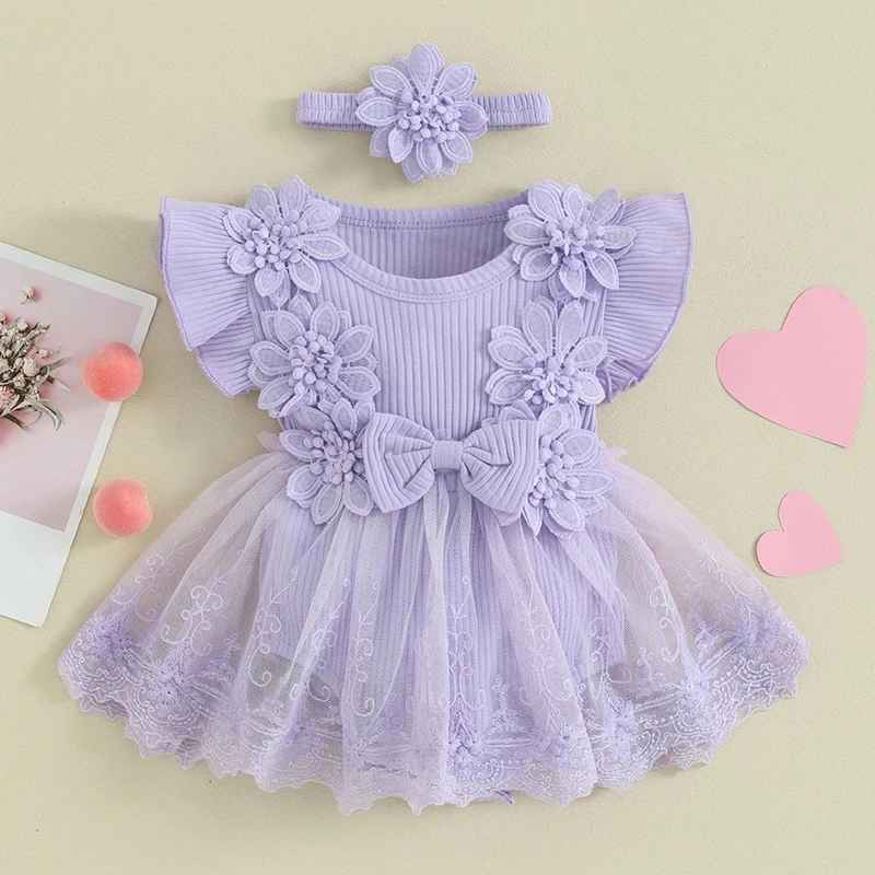 Robe dentelle - Lilas Bohème - Cocooning de Bébé