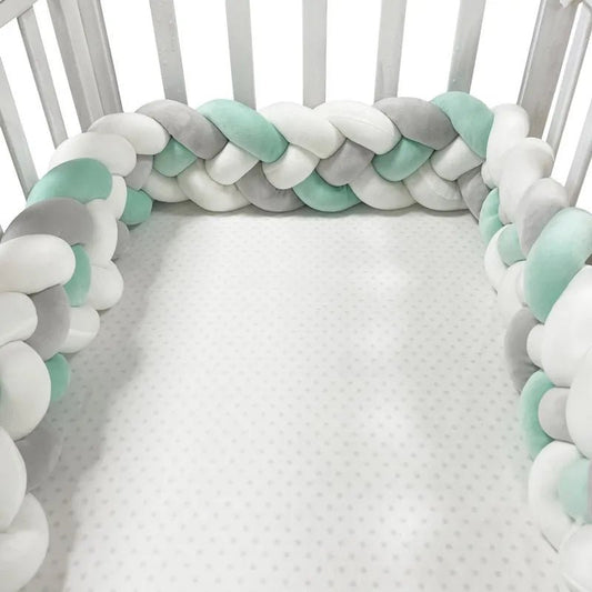 Tour de Lit Bebe - CozyKnot™ - Vert Blanc - Cocooning de Bébé